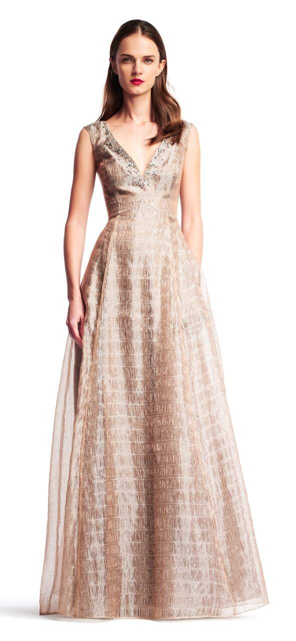 Aidan Mattox - MD1E200878 Beaded V-neck A-line Gown Aidan Mattox - MD1E200878 Beaded V-neck A-line Gown
