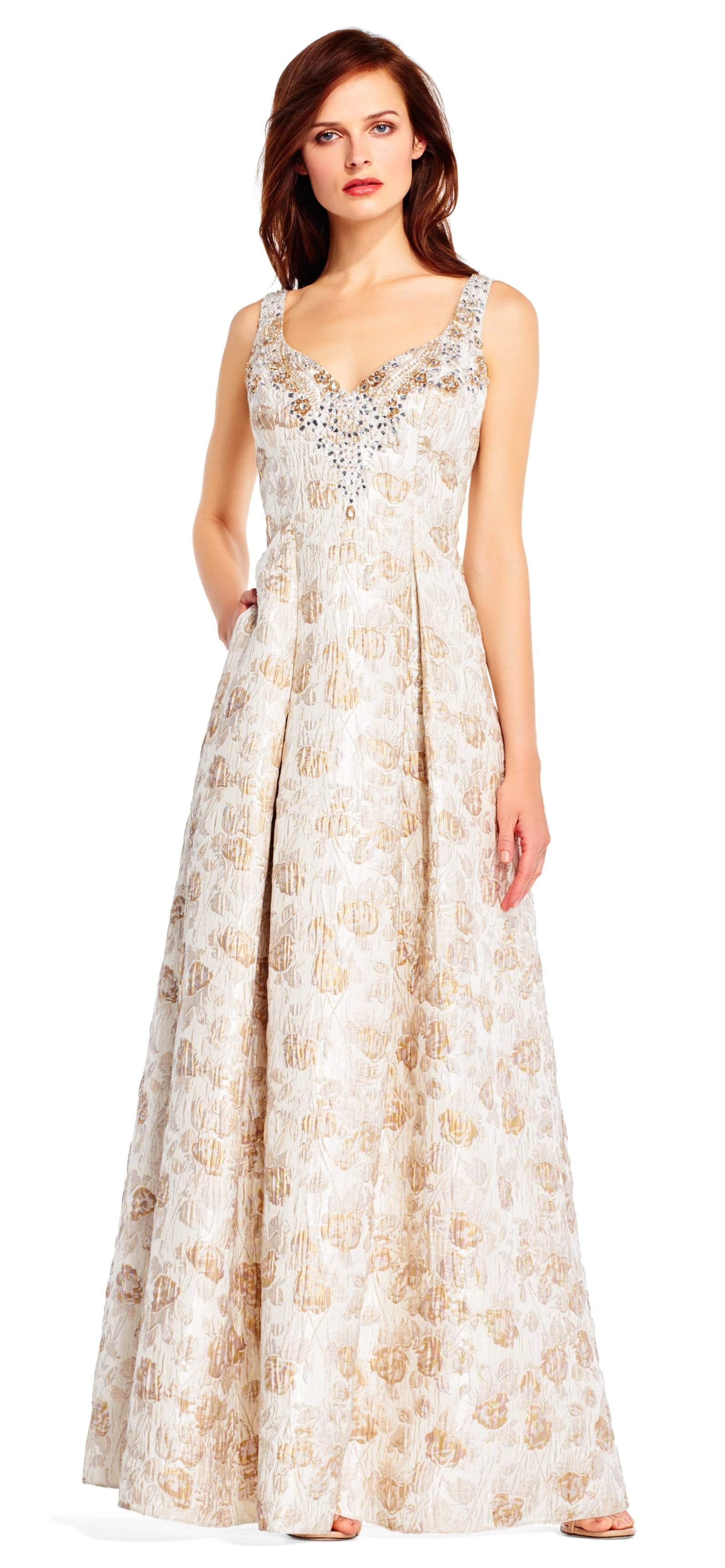 Aidan Mattox - MD1E201398 Embellished Sweetheart Jacquard A-line Dress Aidan Mattox - MD1E201398 Embellished Sweetheart Jacquard A-line Dress