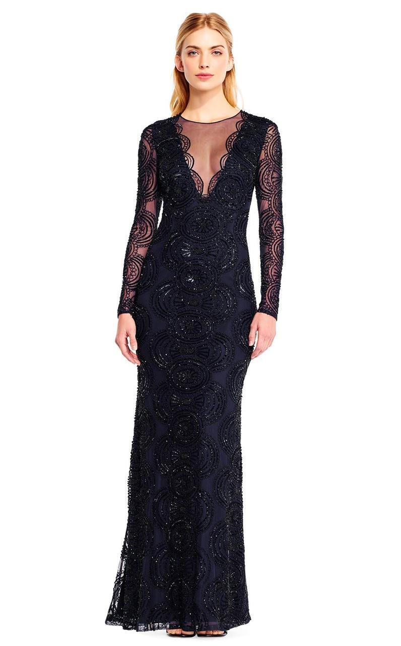 aidan mattox long sleeve dress AIDAN MATTOX LONG SLEEVE BOW RUFFLE COCKTAIL DRESS WOMEN'S BLACK SIZE 12