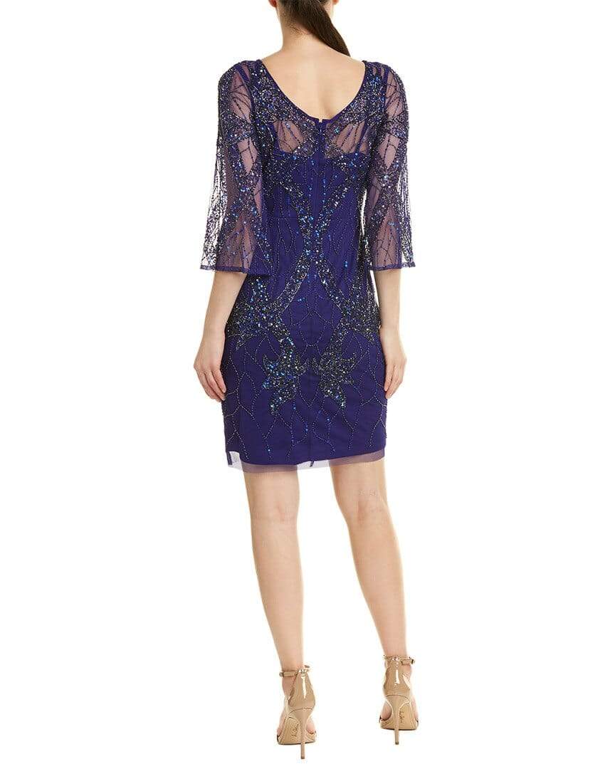 aidan mattox beaded cocktail dress $330 NWT Aidan Mattox BLACK Striped Beaded Sequin Gunmetal Cocktail Dress 2 / 4