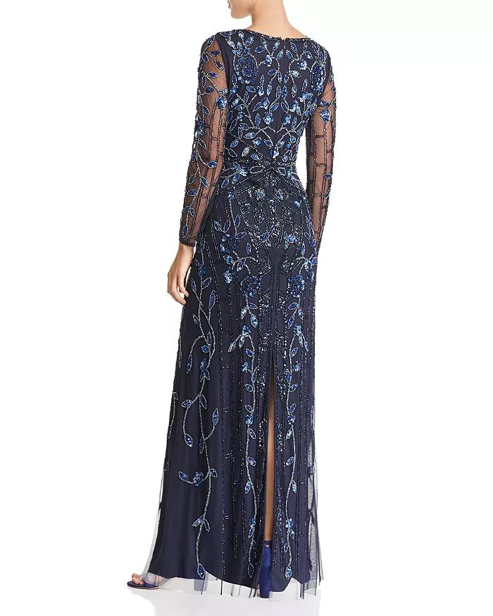 Aidan Mattox - MD1E203314 Embellished Sheer Long Sleeves A-line Dress Aidan Mattox - MD1E203314 Embellished Sheer Long Sleeves A-line Dress