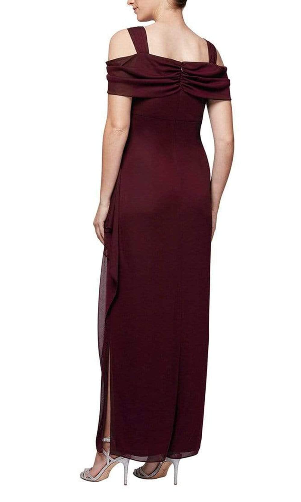 Alex Evenings Embellished Cold Shoulder Column Gown - Blue - 16 Alex Evenings Embellished Cold Shoulder Column Gown - Blue - 16