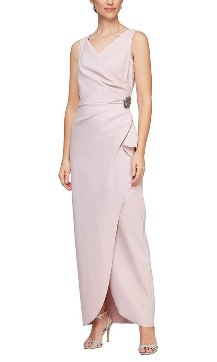 Alex Evenings - 134200 Sleeveless Surplice Bodice Long Fitted Dress Mother of the Bride Dresses 14 / Blush