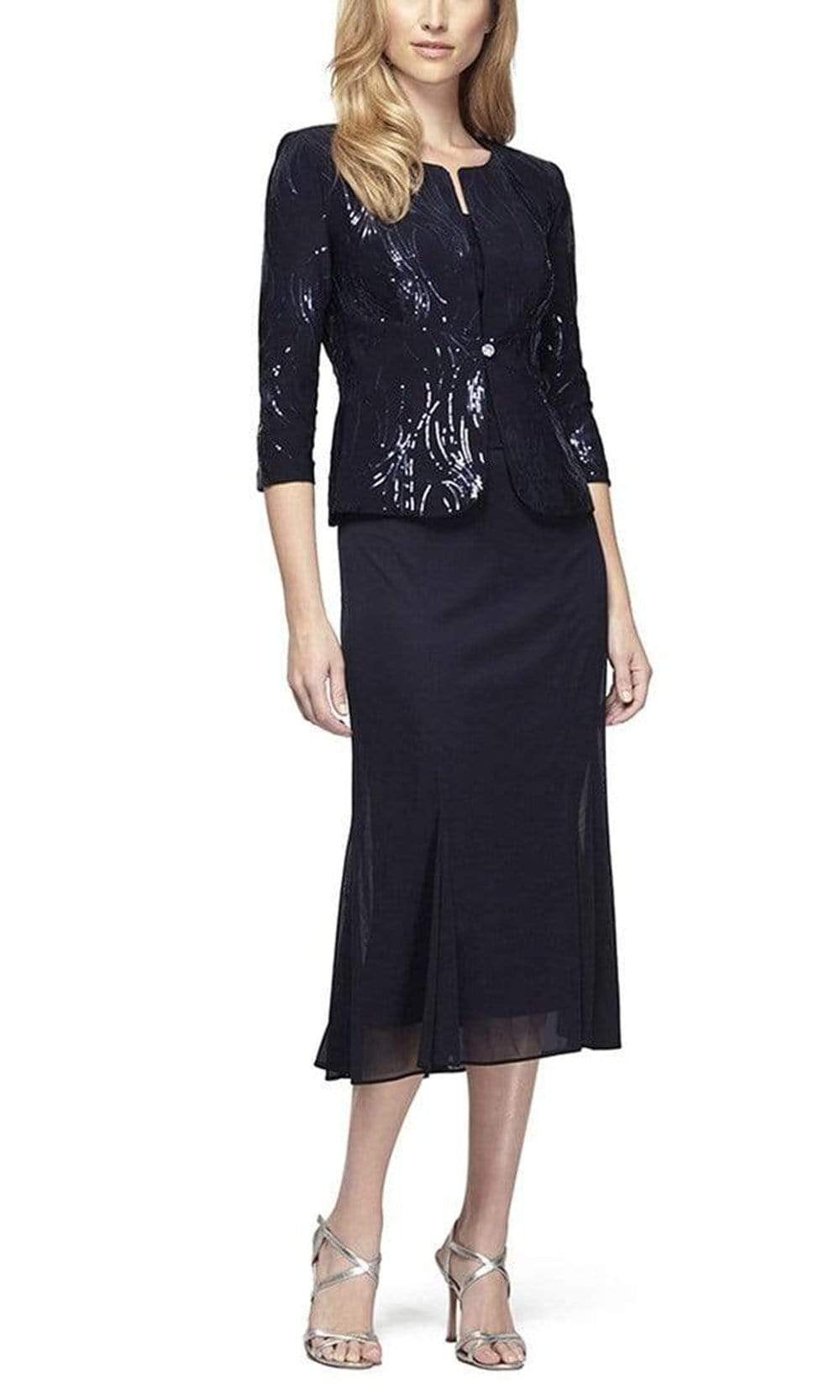Alex Evenings 196267 Chiffon Dress with Sequin Embellished
