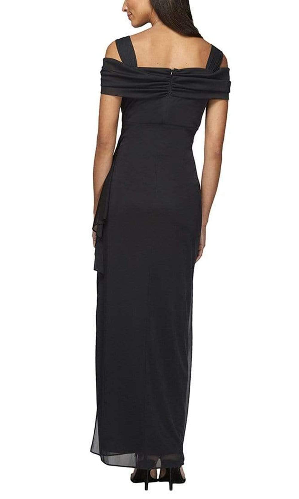 alex evenings dresses black Alex Evenings 8160531 Beaded Long Ruffle Formal Evening Dress