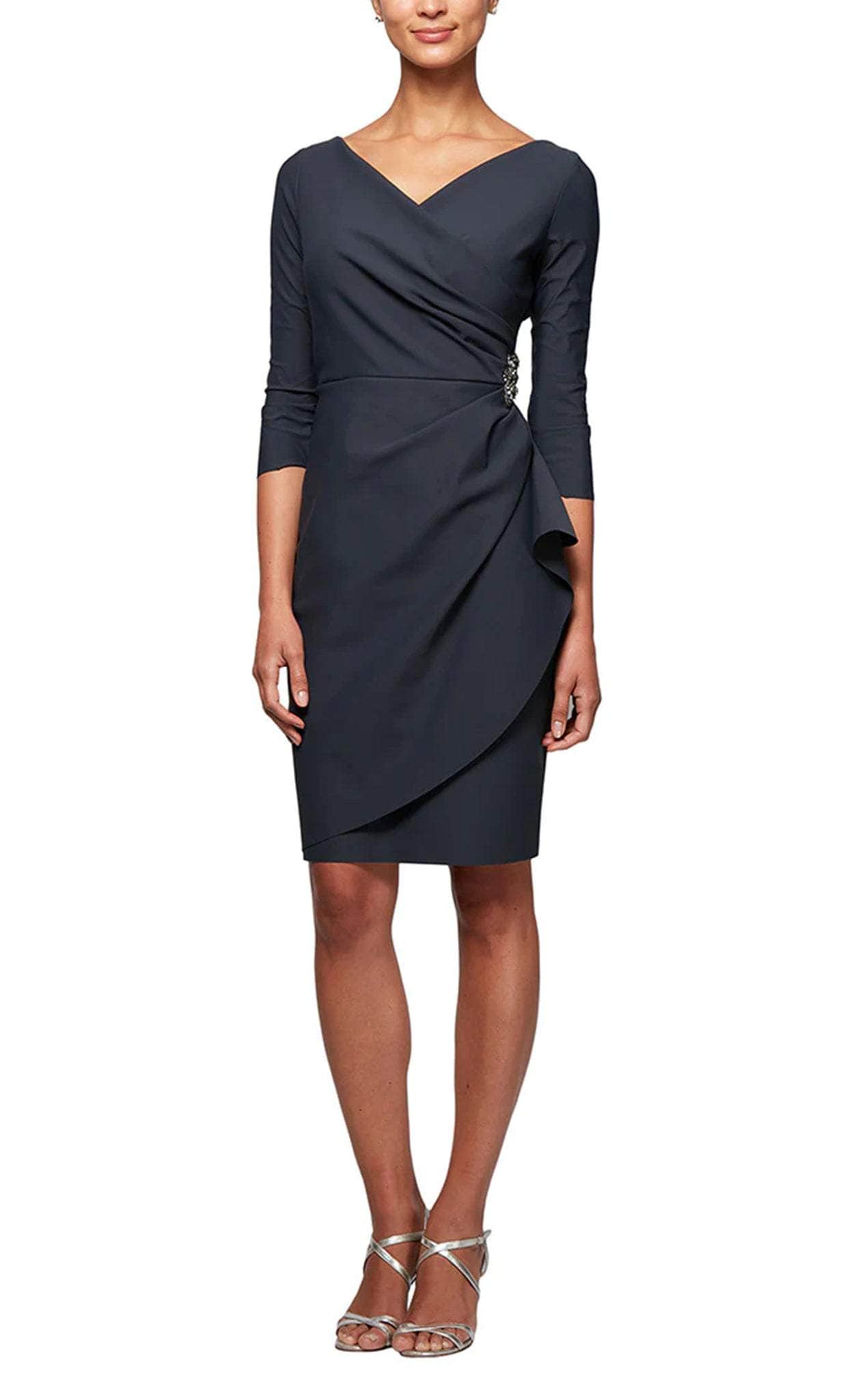 alex evenings charcoal dress Alex Evenings Compression Embellished Ruched Sheath Dress