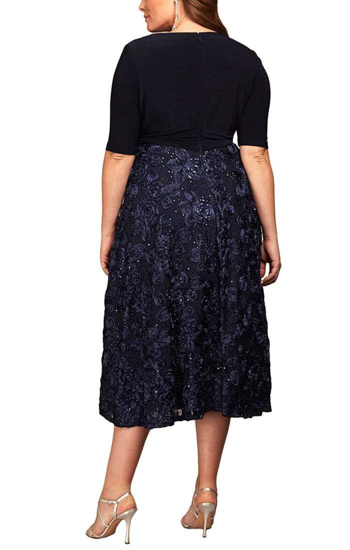 Alex Evenings - 4121465 Surplice V-Neck Plus Size Rosette Dress Alex Evenings - 4121465 Surplice V-Neck Plus Size Rosette Dress