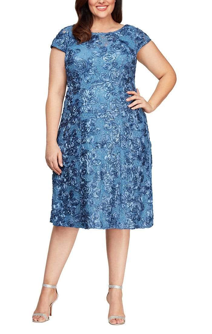 Alex Evenings - 4121570 Lace Cap Sleeves Plus Size Knee Length Dress Couture Candy Alex Evenings - 4121570 Lace Cap Sleeves Plus Size Knee Length Dress Couture Candy