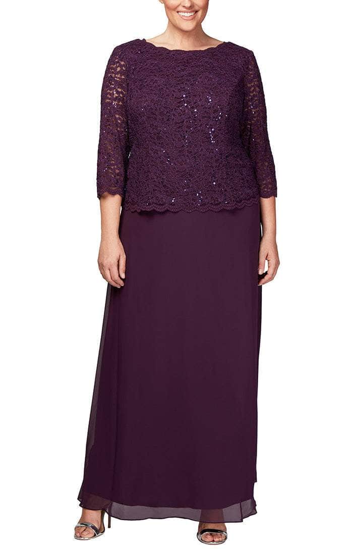 Alex Evenings Plus Juliet Sequin Lace & Chiffon Gown Shell Pink / 14W Alex Evenings Plus Juliet Sequin Lace & Chiffon Gown Shell Pink / 14W