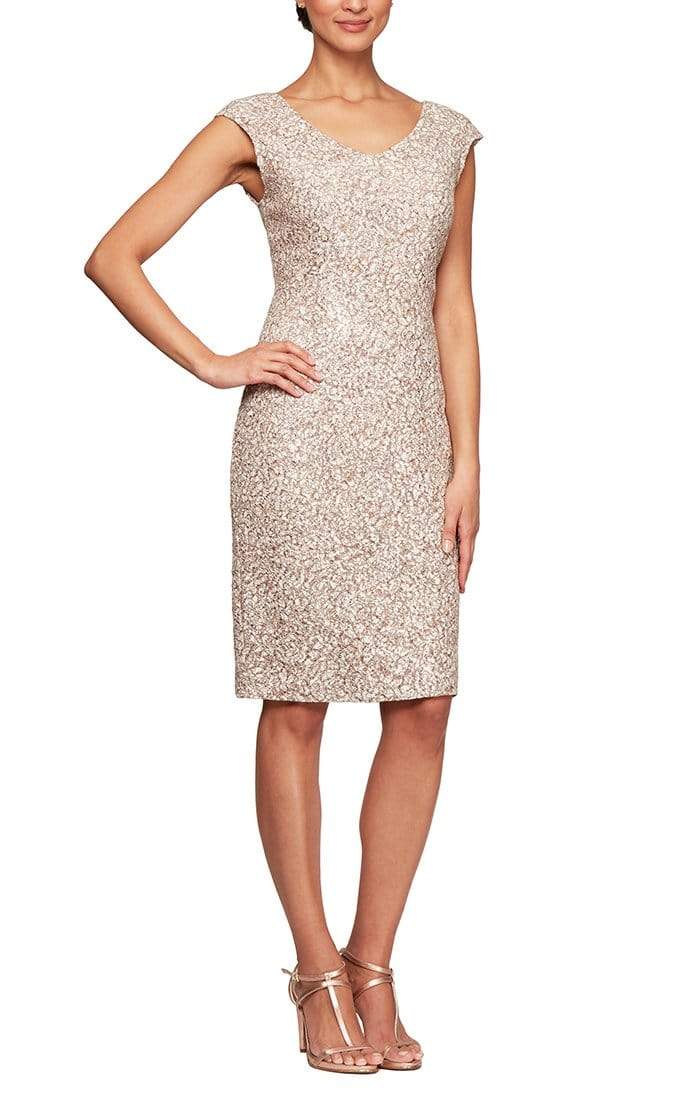 Alex Evenings - 81122241 Cap Sleeves Corded Lace Short Dress Couture Candy Alex Evenings - 81122241 Cap Sleeves Corded Lace Short Dress Couture Candy