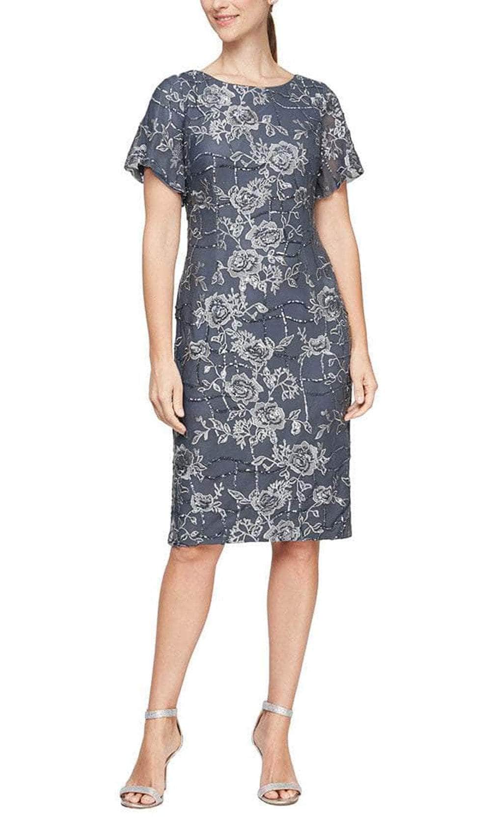 Alex Evenings 81171201 - Embroidered Sheath Evening Dress Alex Evenings 81171201 - Embroidered Sheath Evening Dress