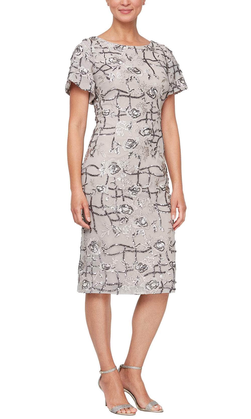 Alex Evenings 81171201 - Embroidered Sheath Evening Dress Alex Evenings 81171201 - Embroidered Sheath Evening Dress