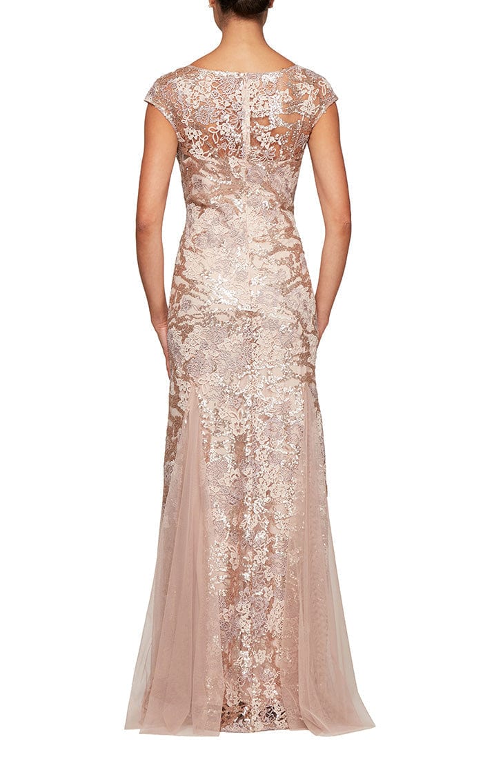 Alex Evenings - 8117897 V-Neck Floral Embroidered Gown With Shawl Alex Evenings - 8117897 V-Neck Floral Embroidered Gown With Shawl