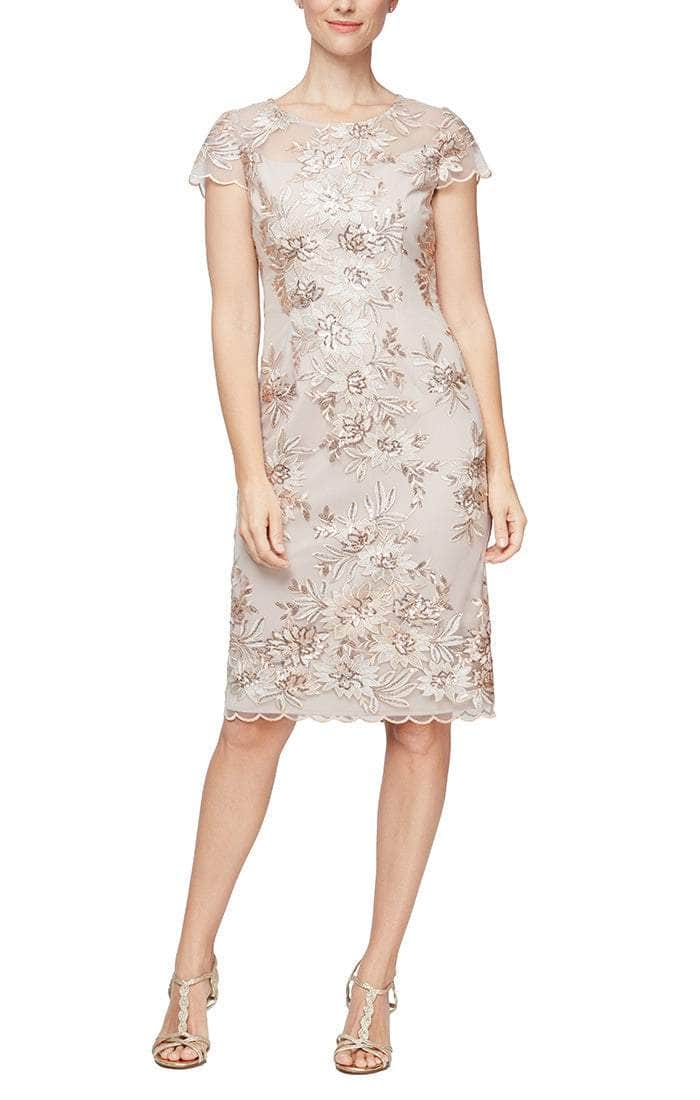 Alex Evenings - 8117953 Floral Laced Midi Dress Special Occasion Dress 2 / Champagne