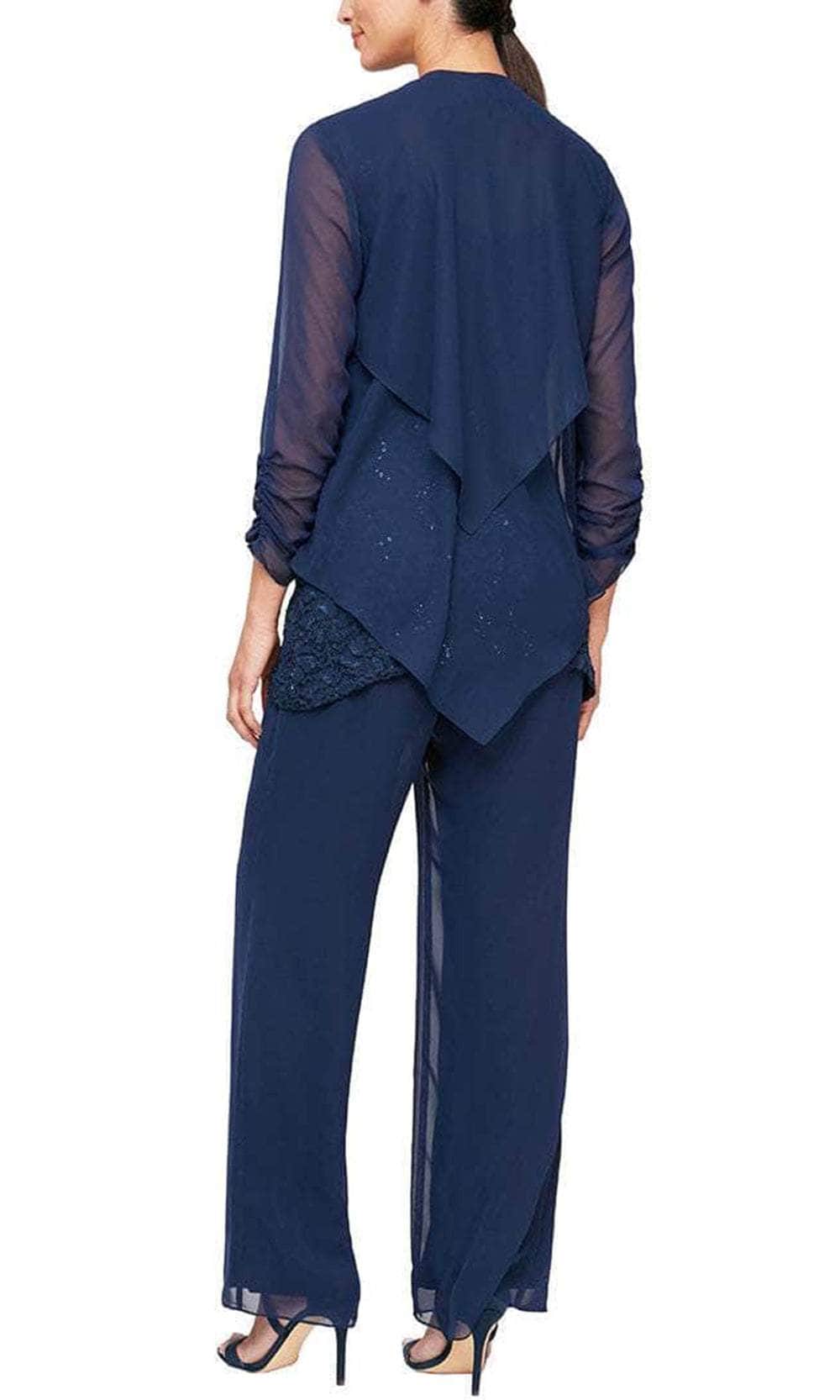 Bride Pant Alex Evenings Pantsuits Petite Straight Leg Chiffon Pant