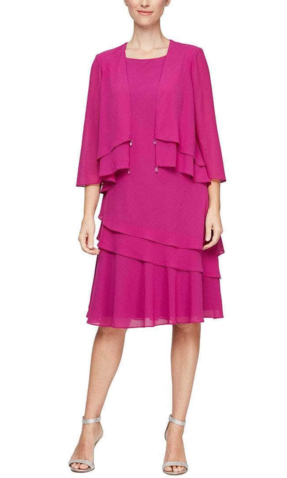 Alex Evenings - 8192005 Chiffon Knee Length 2-Piece Dress Couture Candy Alex Evenings - 8192005 Chiffon Knee Length 2-Piece Dress Couture Candy