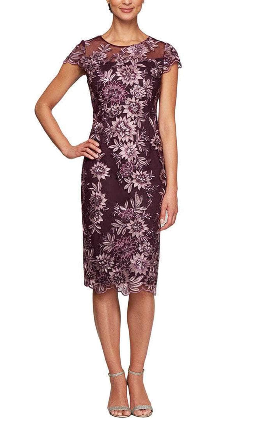 alex evenings plum dress Alex Evenings Juliet Sequin Lace & Chiffon Gown Deep Plum / 8