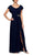 Alex Evenings - 82351491 Cowl Brooch Accented Matte Jersey Dress Mother of the Bride Dresses 14P / Navy