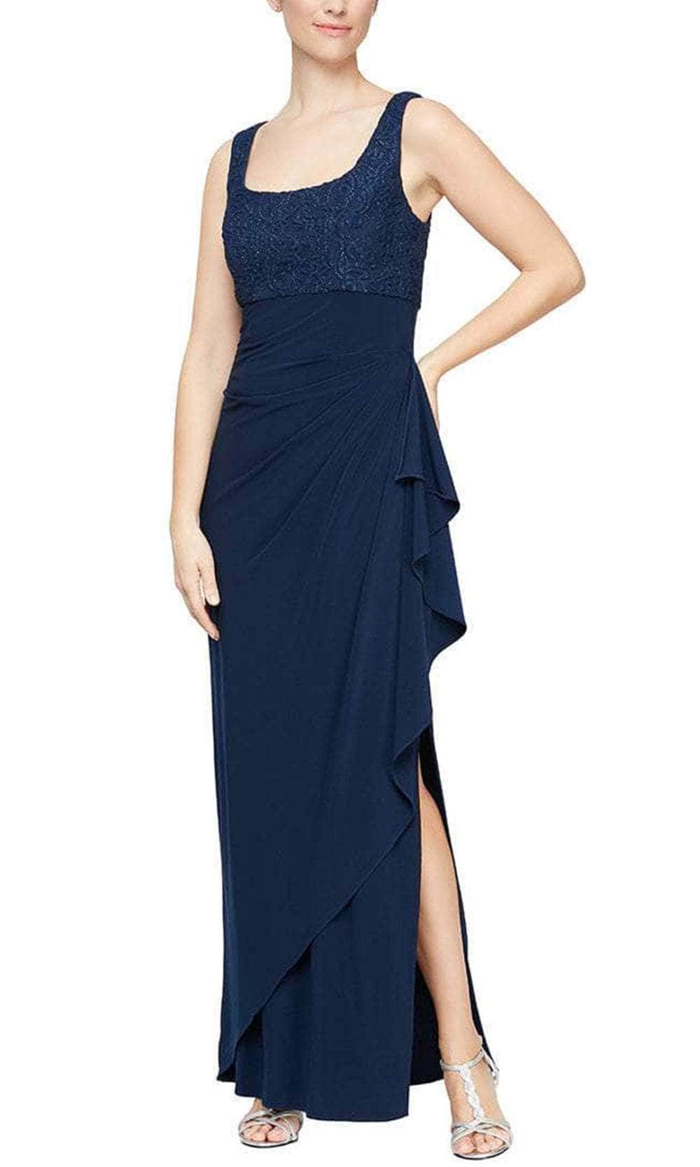 alex evening dress with bolero jacket Alex Evenings Woman's 2 Piece Evening Dress Beaded Bolero Jacket Navy Sz 12 NWT