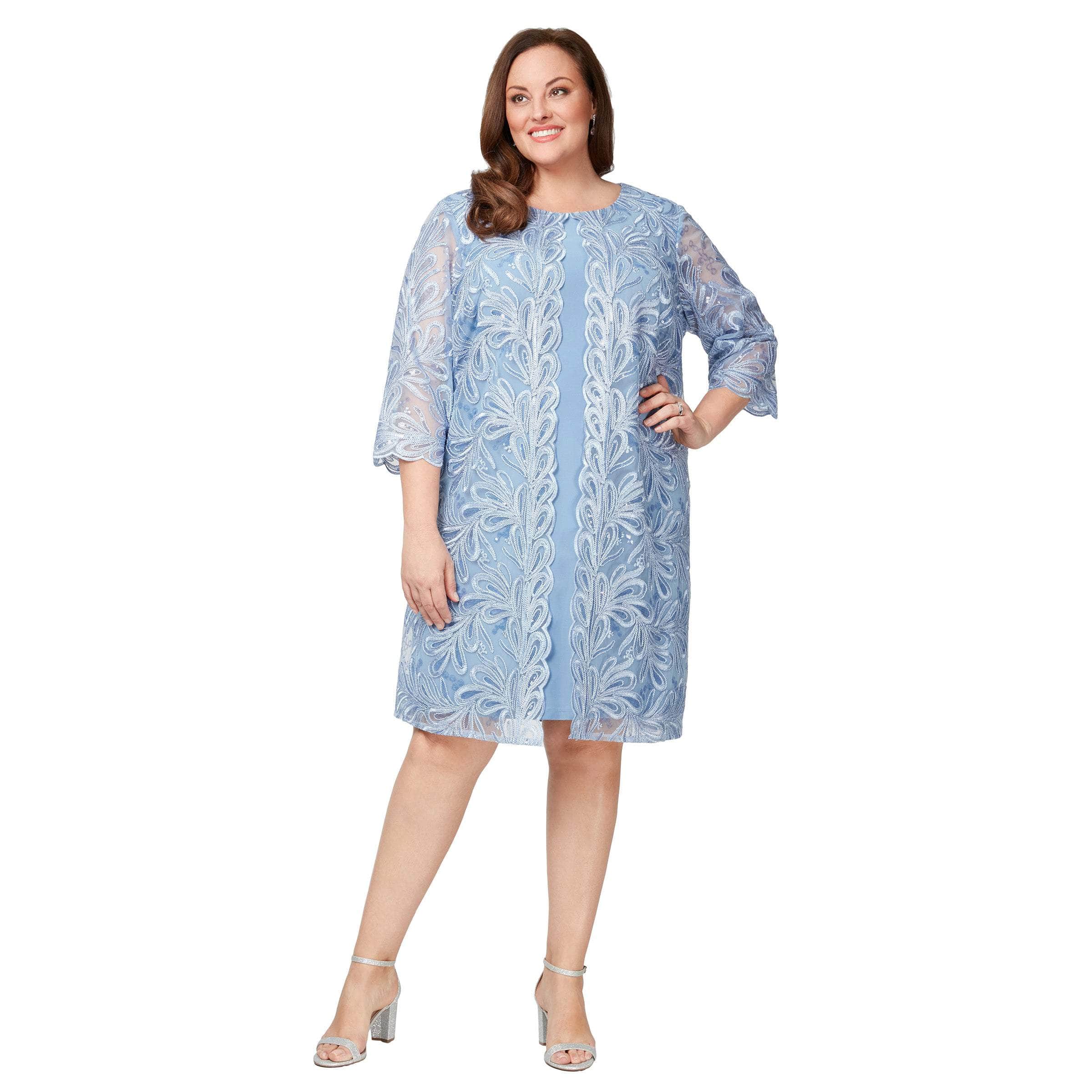 Alex Evenings 84122549 - Embroidered Jacket Plus Size Dress Alex Evenings 84122549 - Embroidered Jacket Plus Size Dress