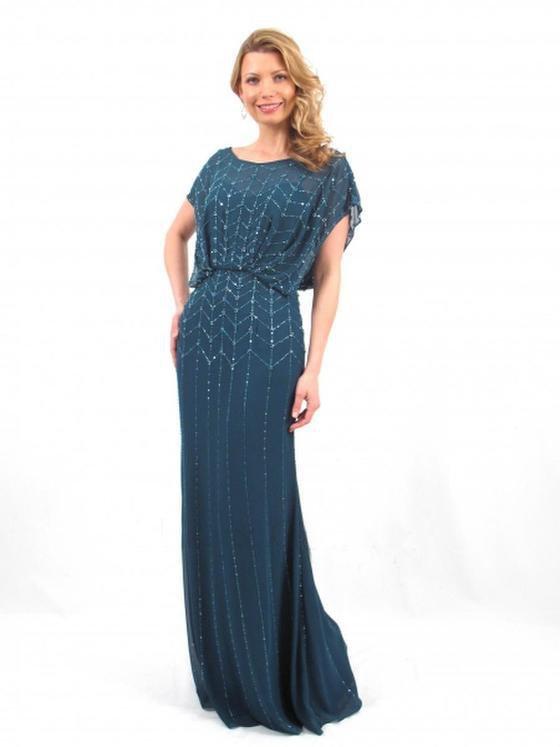 Alexander by Daymor - 665 Beaded Scoop Neck Blouson Long Dress Alexander by Daymor - 665 Beaded Scoop Neck Blouson Long Dress