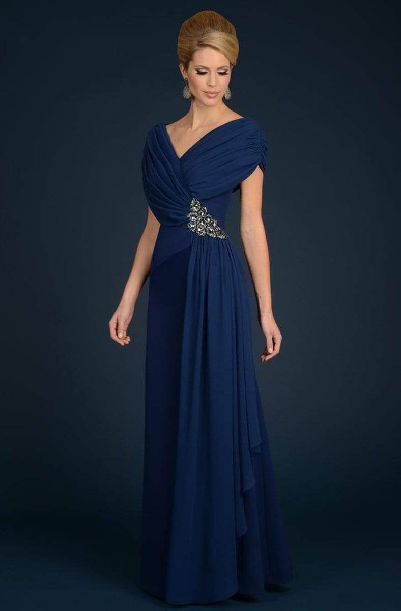 Alexander by Daymor - Ruched V Neck A Line Long Gown 70102 Couture Candy Alexander by Daymor - Ruched V Neck A Line Long Gown 70102 Couture Candy