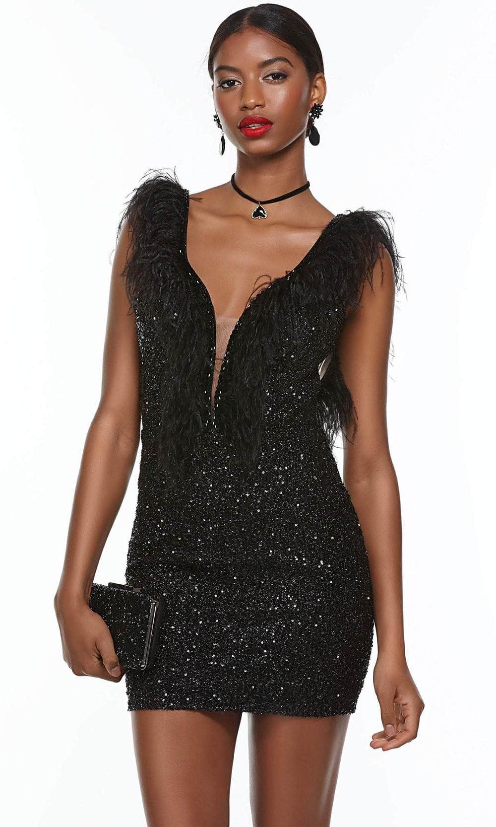 exquisite cocktail dresses Velvi Knee-Length Sequin Cocktail Dress Pierre Black / XSmall