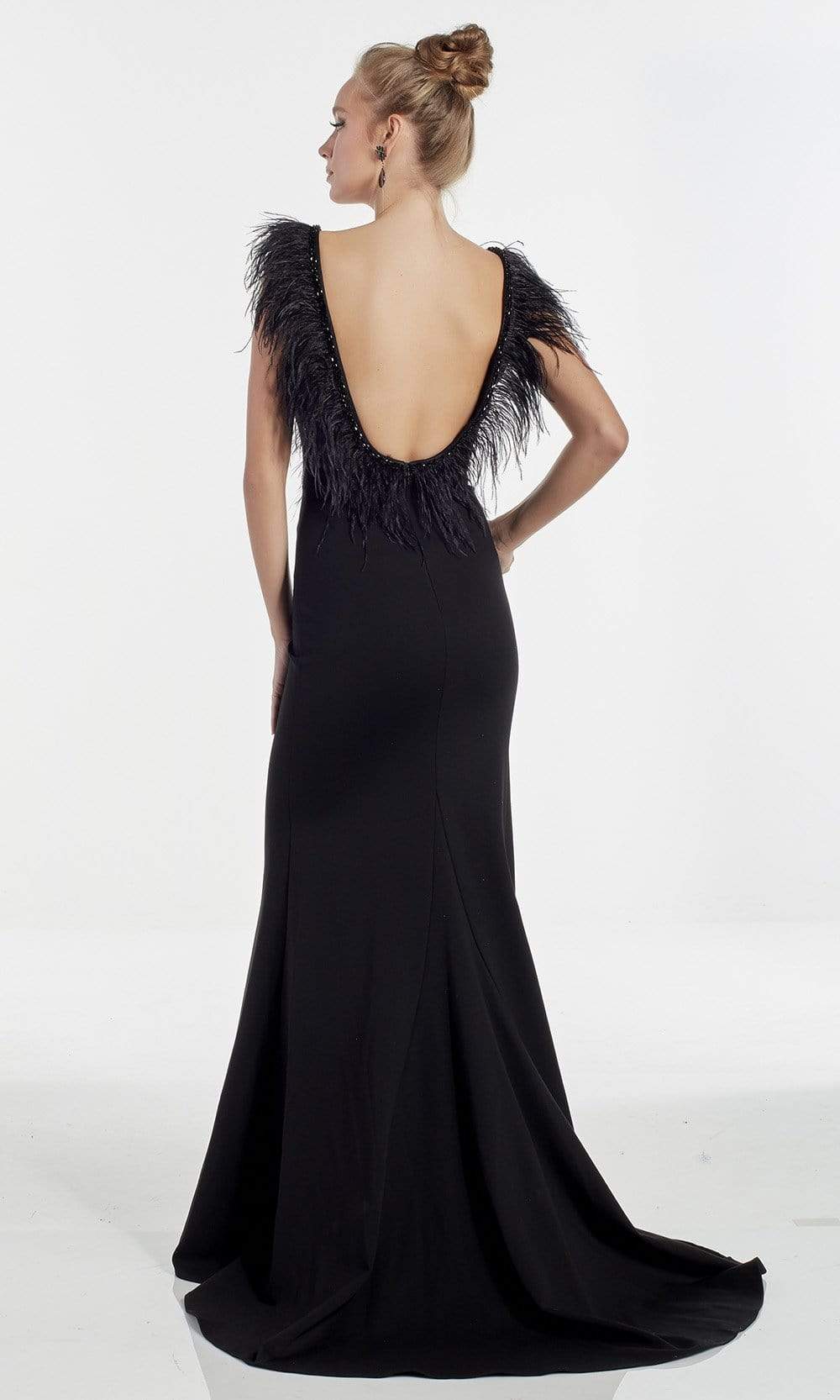 black feather bridesmaid dresses Strapless Black Feathers Mermaid Long Party Dress FancyVestido
