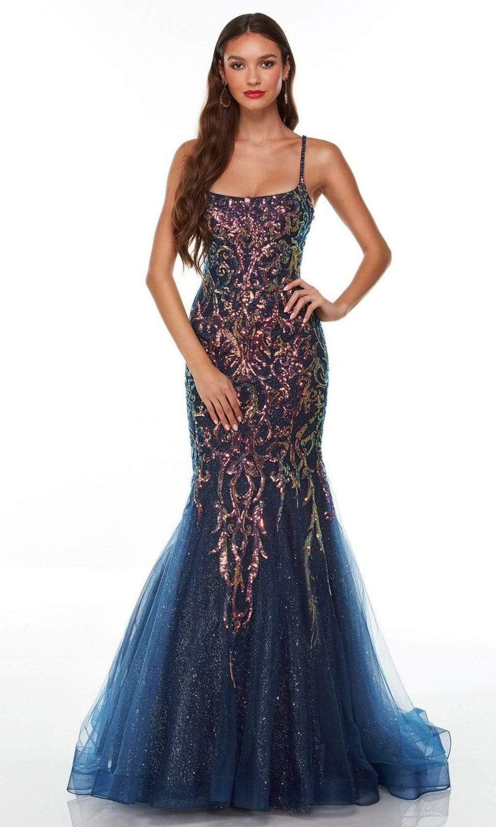 Alyce Paris - 61204 Spaghetti Straps Glitter Sequin Gown Couture Candy Alyce Paris - 61204 Spaghetti Straps Glitter Sequin Gown Couture Candy