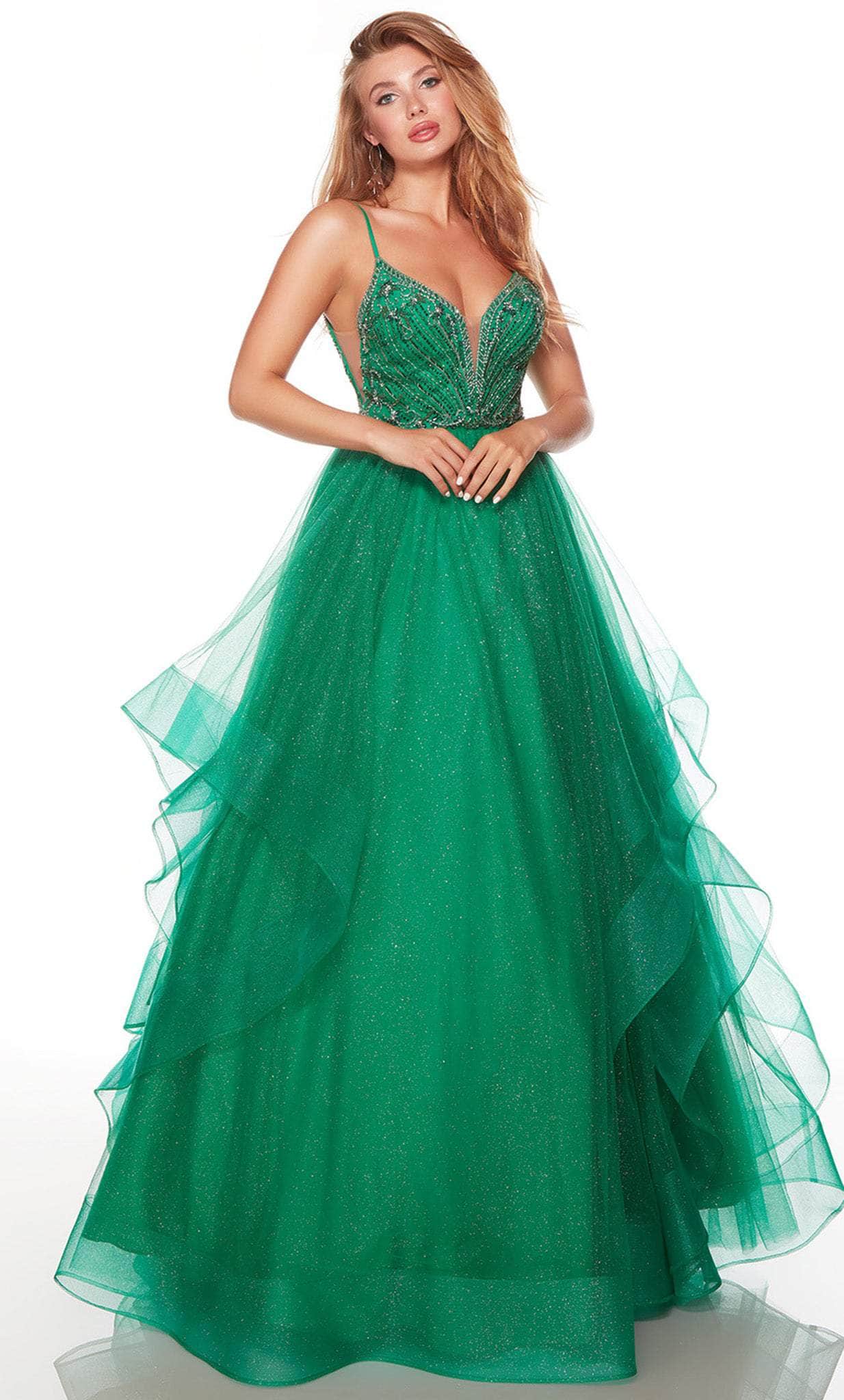 alyce green prom dress Long Prom Dress: Alyce 61784 Emerald / 000 main image 1