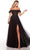 Alyce Paris 61328 - Feather Detailed Off Shoulder Evening Gown Special Occasion Dress 000 / Black
