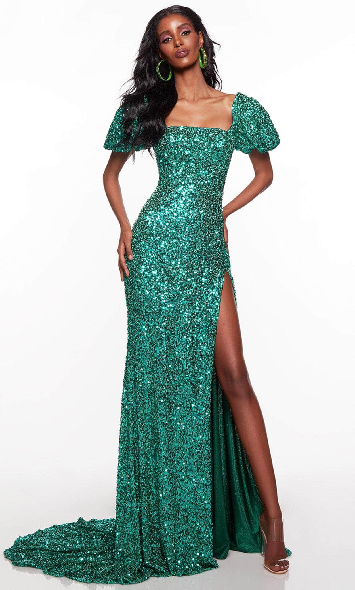 square neck sequin prom dress Square-Neck Floor-Length Sequin Prom Dress with Side Slit and Lace-Up Back Poly USA 9290