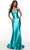Alyce Paris 61436 - Knotted Deep V-Neck Prom Gown Special Occasion Dress 000 / Lagoon Blue
