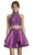 Alyce Paris Two Piece Halter Lace Mikado Cocktail Dress 3735 CCSALE 2 / Purple