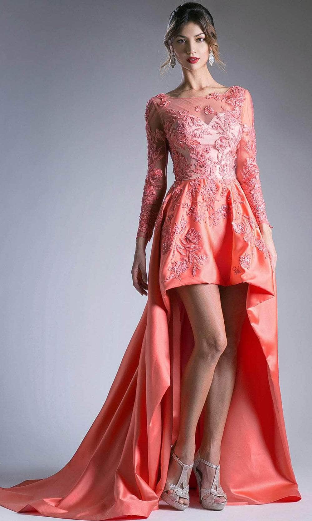 Andrea and Leo 7045 - Embroidered Bateau High Low Evening Dress Couture Candy Andrea and Leo 7045 - Embroidered Bateau High Low Evening Dress Couture Candy