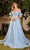 Andrea and Leo - A1046 Embroidered Plunging Sweetheart Gown Evening Dresses 2 / Paris Blue