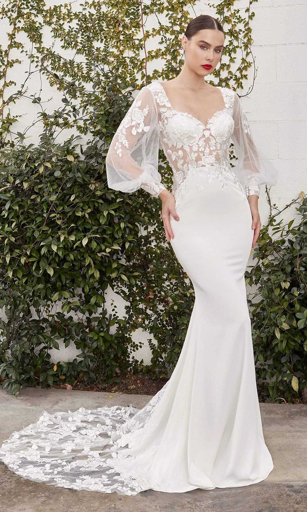Andrea and Leo - A1079W Floral Ornate Bishop Sleeve Bridal Gown Andrea and Leo - A1079W Floral Ornate Bishop Sleeve Bridal Gown