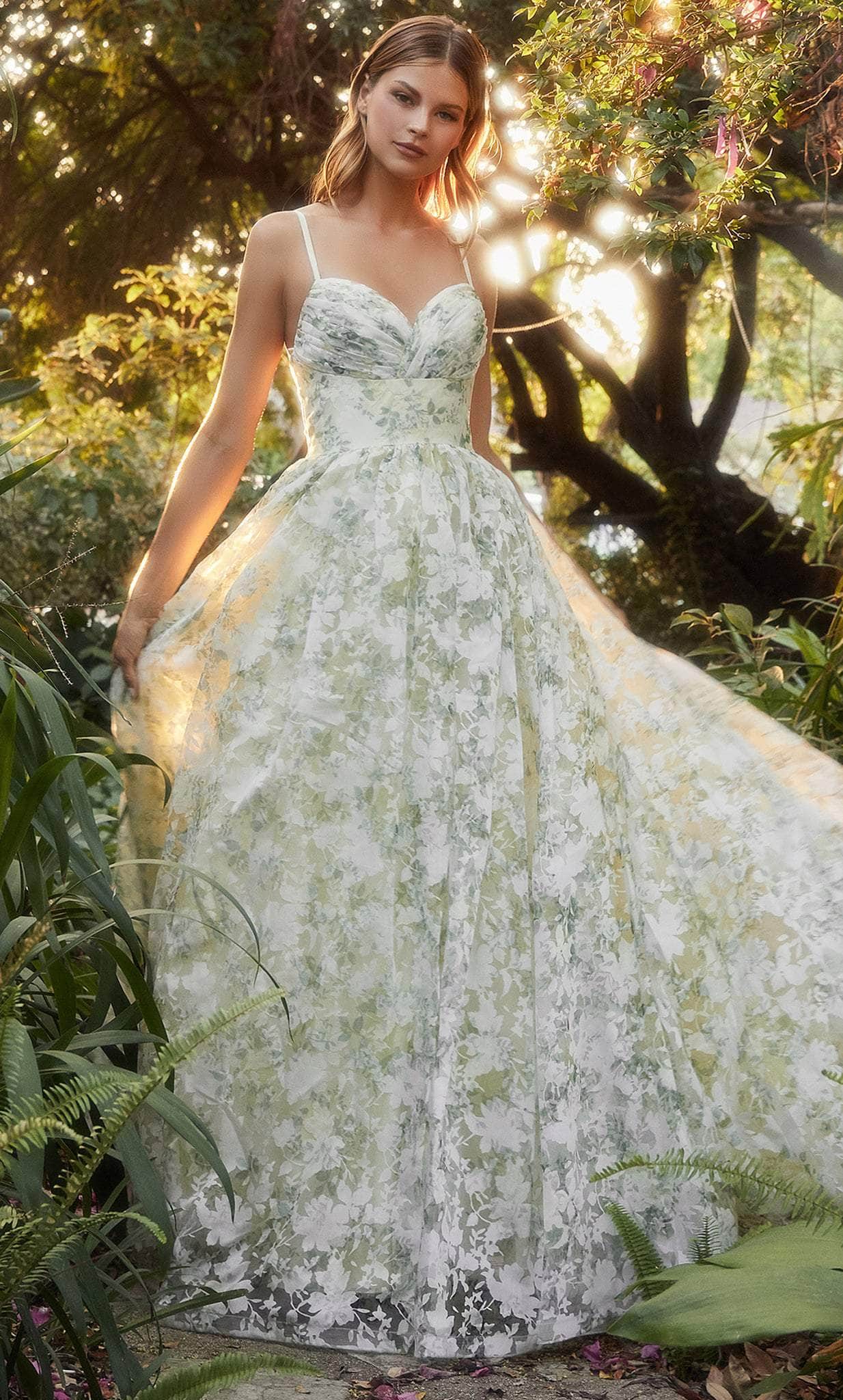 organza floral prom dress Pink Floral-Print Corset Prom Dress: La Femme 32686 Pink / 00