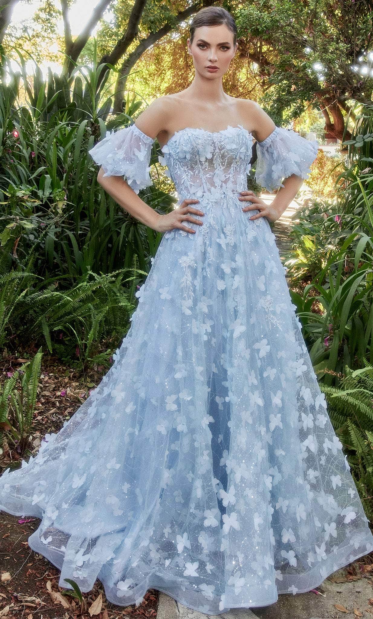 Andrea and Leo A1136 - Strapless Butterfly Embellished Prom Dress Andrea and Leo A1136 - Strapless Butterfly Embellished Prom Dress
