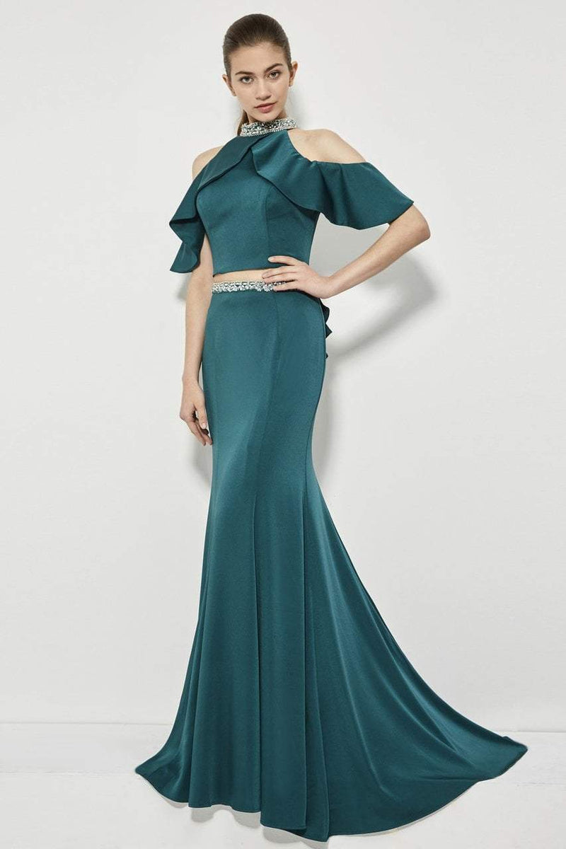 Angela & Alison Halter Neck Floral Evening Gown 971138 main image 1