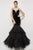 Angela & Alison - 81091 Plunging V-neck Tiered Mermaid Dress Special Occasion Dress 0 / Black