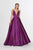Angela & Alison - 91009 Plunging V-Neck Sleek Taffeta Gown Special Occasion Dress 0 / Grape