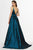 Angela & Alison - 91009 Plunging V-Neck Sleek Taffeta Gown Special Occasion Dress