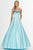 Angela & Alison - 91092 Two Tone V-neck Satin A-line Dress Special Occasion Dress 0 / Bahama Breeze