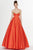 Angela & Alison - 91092 Two Tone V-neck Satin A-line Dress Special Occasion Dress 0 / Mango Tango