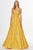Angela & Alison - 91124 Two Tone Shimmering Stretch Lace A-line Dress Special Occasion Dress 0 / Saffron/Gold