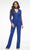 Ashley Lauren - 11077 Fitted High Neck Jumpsuit Evening Dresses 00 / Royal