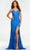 Ashley Lauren - 11145 Lace Applique Gown with Slit Prom Dresses 00 / Royal