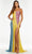Ashley Lauren - 11160 Scoop Color Block Sequin Gown Evening Dresses 0 / Yellow/Multi