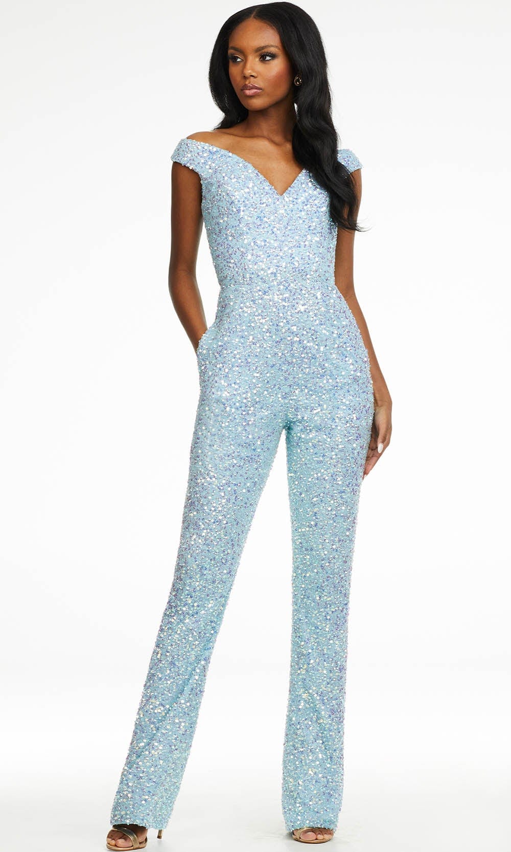 Ashley Lauren 11175 Off Shoulder Sequin Jumpsuit – Couture Candy